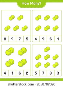 Counting game, how many Tennis Ball. Educational children game, printable worksheet, vector illustration