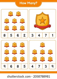 Counting game, how many Trophy. Educational children game, printable worksheet, vector illustration