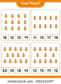 Counting game, how many Trophy. Educational children game, printable worksheet, vector illustration