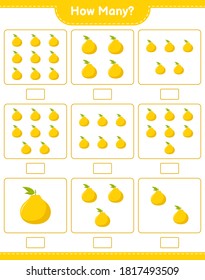 Counting game, how many Ugli. Educational children game, printable worksheet, vector illustration