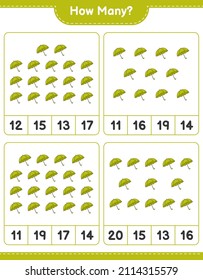 Counting game, how many Umbrella. Educational children game, printable worksheet, vector illustration