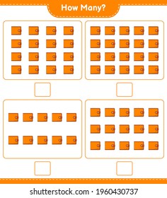 Counting game, how many Wallet. Educational children game, printable worksheet, vector illustration
