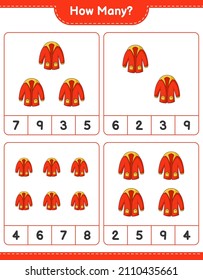 Counting game, how many Warm Clothes. Educational children game, printable worksheet, vector illustration
