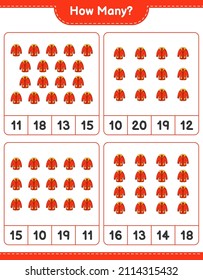 Counting game, how many Warm Clothes. Educational children game, printable worksheet, vector illustration