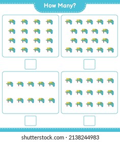 Counting game, how many Water Gun. Educational children game, printable worksheet, vector illustration