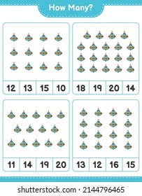 Counting game, how many Whirligig Toy. Educational children game, printable worksheet, vector illustration