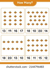Counting game, how many Whirligig Toy. Educational children game, printable worksheet, vector illustration