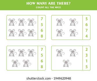Juego de conteo para niños. contar todos los objetos. hoja de cálculo para niños.