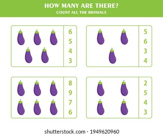 Juego de conteo para niños. contar todos los objetos. hoja de cálculo para niños.
