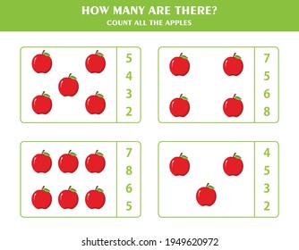 Counting game for kids. count all objects. worksheet for children.