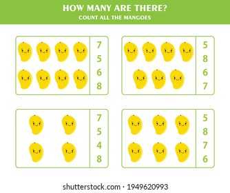 Juego de conteo para niños. contar todos los objetos. hoja de cálculo para niños.