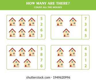 Counting game for kids. count all objects. worksheet for children.