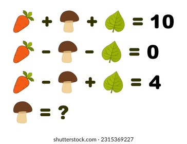 Counting game. Math  Educational Kids game. Educational children game, printable worksheet, vector illustration.  Printable math activity for grade 2