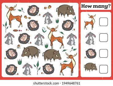 Counting Game for Preschool Children. Count how many Educational a mathematical game. 