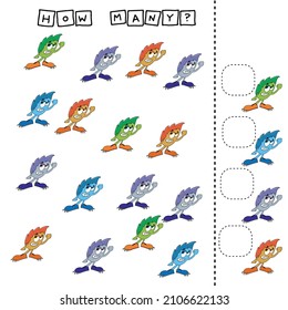 Counting Game for Preschool Children.  Count how many monsters

