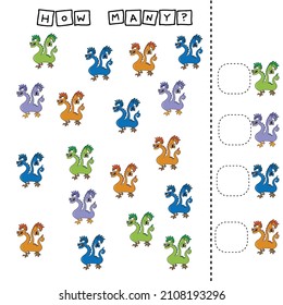 Counting Game for Preschool Children.  Count how many monsters
