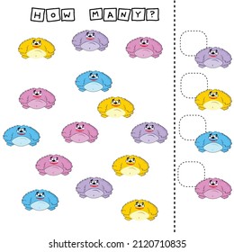 Counting Game for Preschool Children.  Count how many monsters
