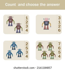 Counting Game for Preschool Children.  Count how many  robots