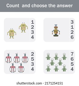 Counting Game for Preschool Children.  Count how many  robots