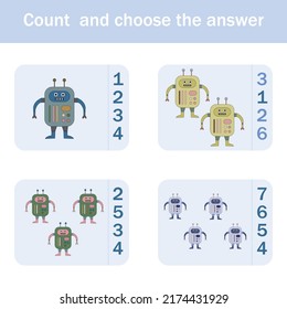 Counting Game for Preschool Children.  Count how many  robots