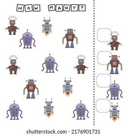 Counting Game for Preschool Children.  Count how many robots