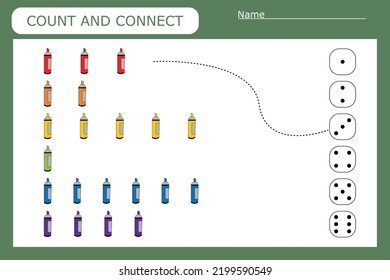 Counting Game For Preschool Children.  Count How Many  Markers