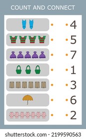 Counting Game For Preschool Children.  Count How Many  Clothes