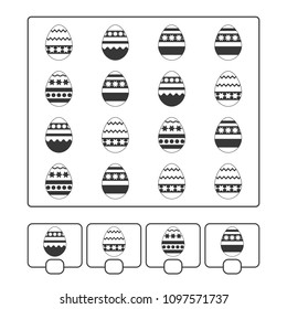Counting game for preschool children for the development of mathematical abilities. How much. Easter eggs. With a place to write answers. Simple flat isolated vector illustration