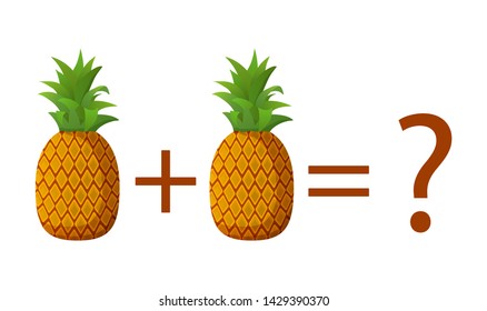 Counting game for preschool children. Education a mathematical game.Kindergarten game counting fruit pineapple.Flat vector illustration.