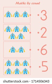Counting Game for Preschool Children. Educational a mathematical game.