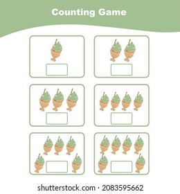 Counting game for Preschool Children. Educational printable math worksheet. Worksheet for kids. Vector illustration in cartoon style.