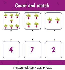 Counting game for preschool children. Educational game. Mathematical. Count beets and choose the right answer.