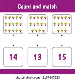 Counting game for preschool children. Educational game. Mathematical. Count beets and choose the right answer.
