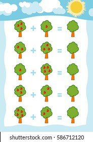 Counting Game for Preschool Children. Educational a mathematical game. Count the numbers in the picture and write the result