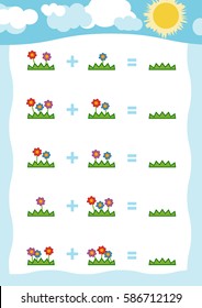 Counting Game for Preschool Children. Educational a mathematical game. Count the numbers in the picture and write the result
