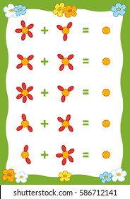 Counting Game for Preschool Children. Educational a mathematical game. Count the numbers in the picture and write the result