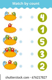 Counting Game for Preschool Children. Educational a mathematical game. Count the birds and choose the right answer. 