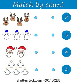 Counting Game for Preschool Children. Educational a mathematical game. Count the items in the picture and choose the right answer. Vector illustration