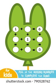 Counting Game for Preschool Children. Educational a mathematical game. Count the numbers in the picture and write the result. Addition worksheets with balloon