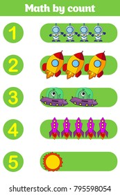 Counting Game for Preschool Children. Educational a mathematical game. Learning mathematics, numbers