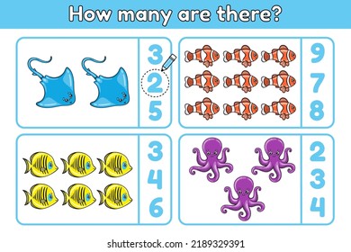 Counting Game Preschool Children Math Game Stock Vector (Royalty Free ...