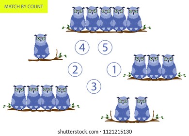 Counting Game for Preschool Children. Mathematics task. How many objects. Learning mathematics, numbers, logic. Vector Illustration
