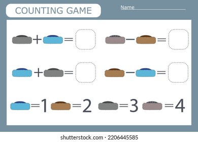 Counting game for preschool children. Solve the riddle with the help of children's clothes and solve the examples