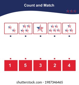 Counting Game for Preschool Children. This worksheet is suitable for educating early age children on how to count well. Educational printable math worksheet. Math games for kids. Vector illustration 