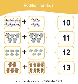 Counting game for preschool children. This worksheet is good for children to matching the images with the numbers. Educational printable math worksheet. Additional math games for kids.