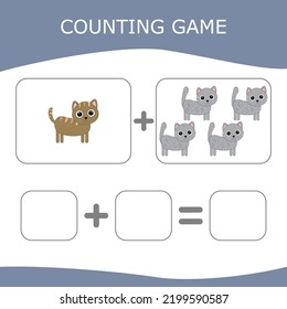 Counting Game for Preschool Children. Worksheet for preschool kids, kids activity sheet, printable worksheet
