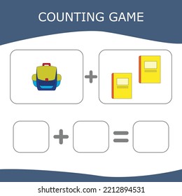 Counting Game for Preschool Children. Worksheet for preschool kids, kids activity sheet, printable worksheet
