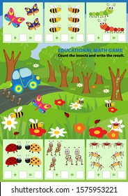 Counting Game For Preschool Children.Insects.Vector