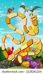 Counting game template in dinosaur theme illustration