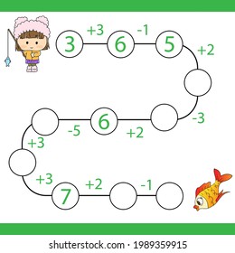 Counting games for children and adults. Educational math game. Subtraction and addition to Result. A riddle for the mind. Riddle with numbers. Vector
